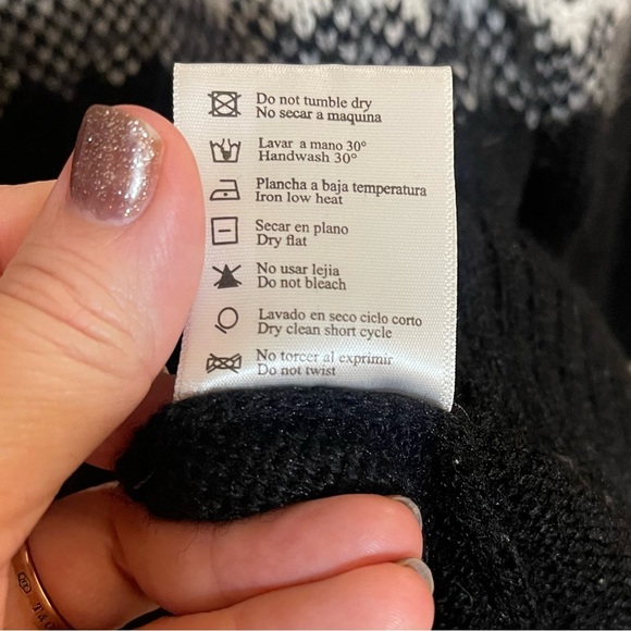 Intialpaca Fair Isle alpaca sweater gray black white large - Picture 9 of 9